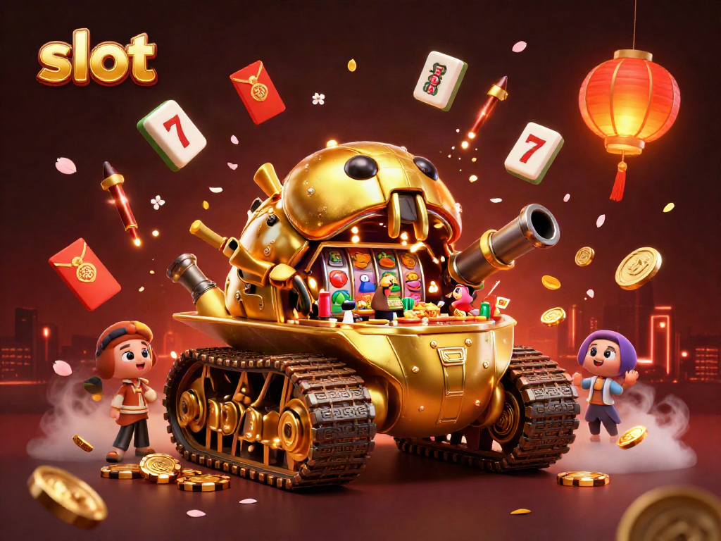 Engage with thrilling slot games amidst a vibrant casino scene filled with lucky symbols.