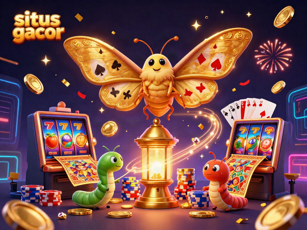 Experience situs gacor with vibrant slot reels and jackpot excitement in this dynamic casino illustration.