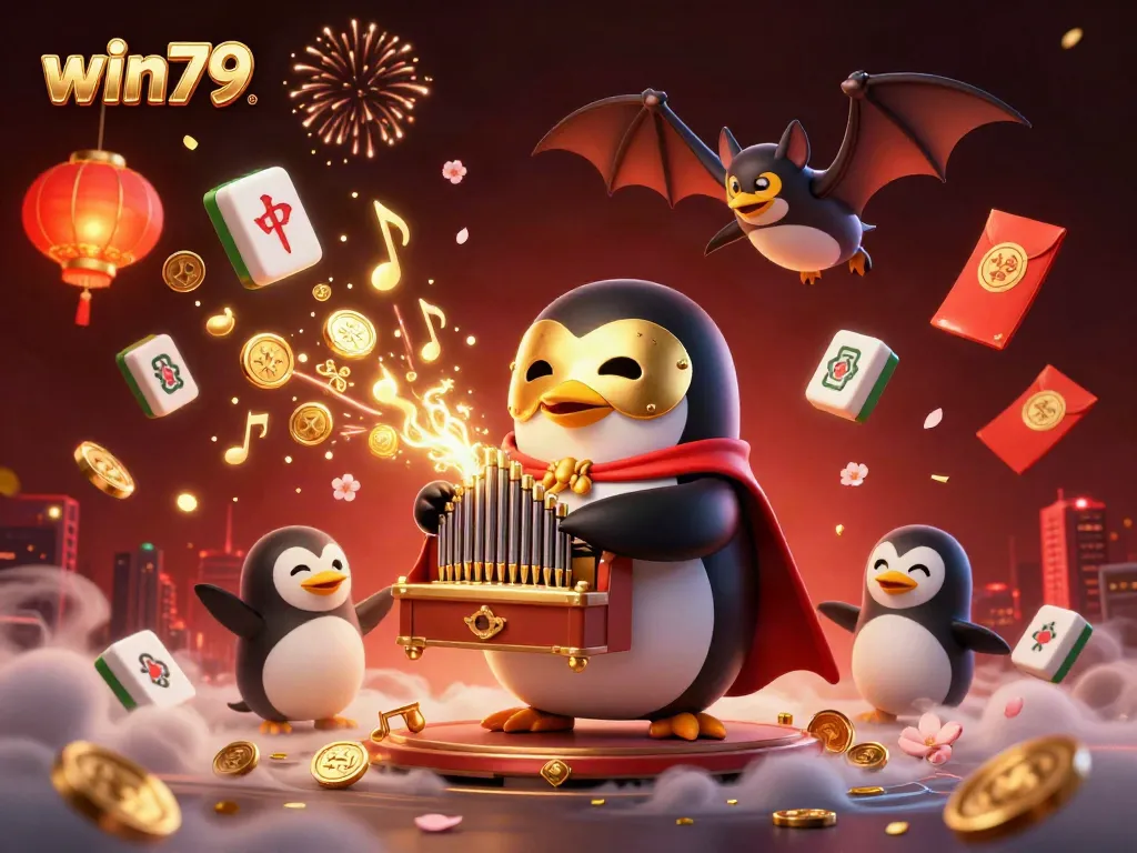 Experience thrilling gaming with win79 in a dynamic, colorful 3D casino scene filled with excitement.